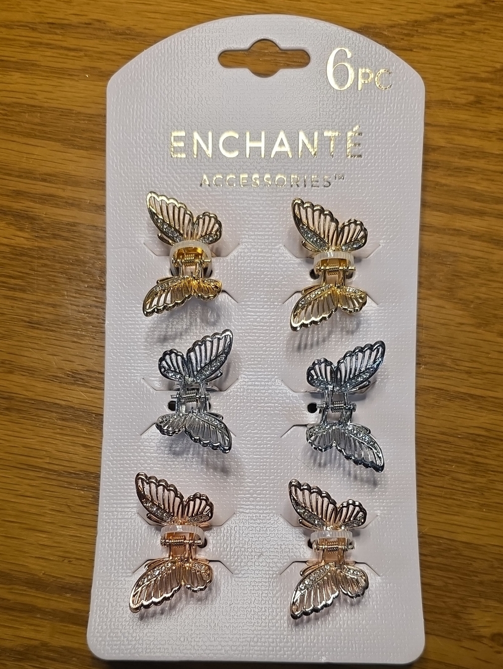 Enchante Butterfly Hair Claw Set - Gold, Silver, Rose Gold (6pc)